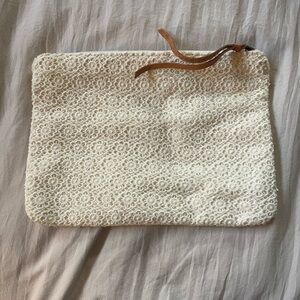 Ann Taylor LOFT Clutch Bag White Lace Floral